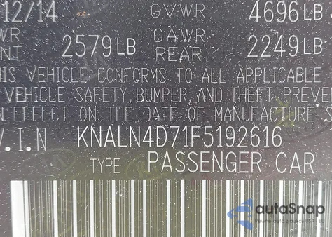 2015 Kia Cadenza Premium z USA, uszkodzony, nr VIN KNALN4D71F5192616